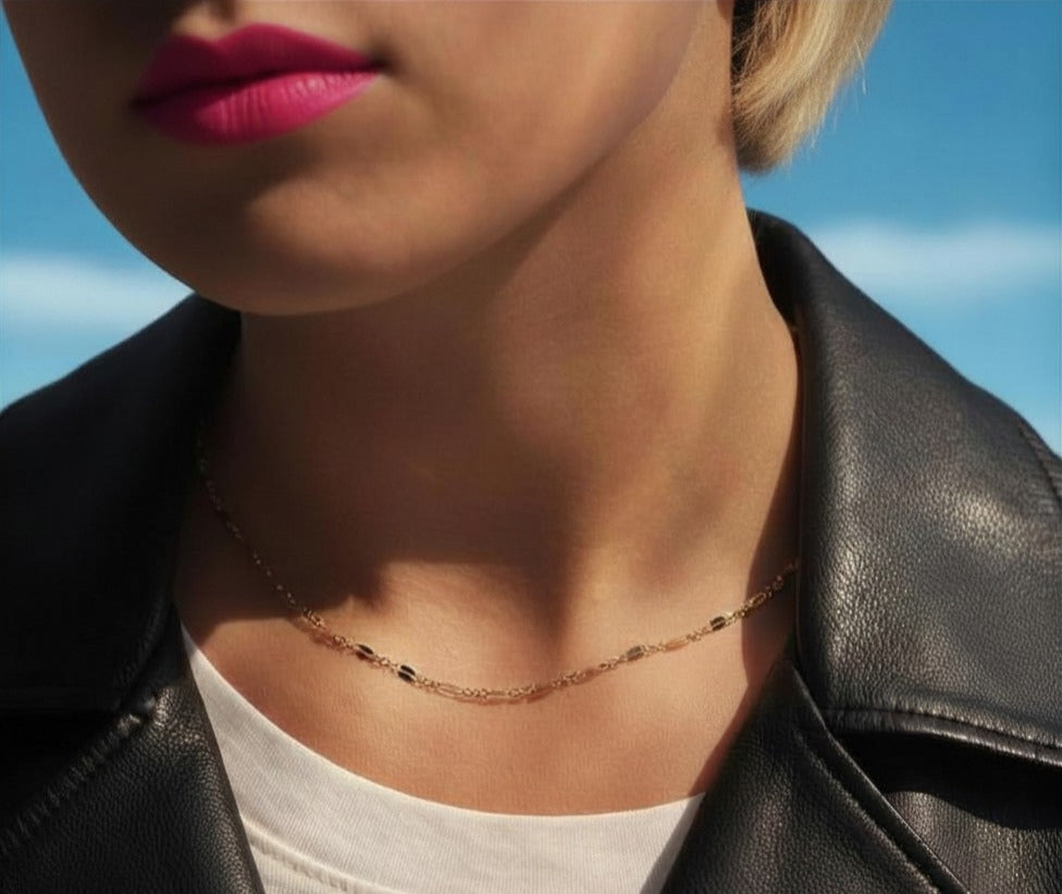 Multi Layered Choker Necklace - Rose Gold - Perimeter 35cm + 3cm extender chain