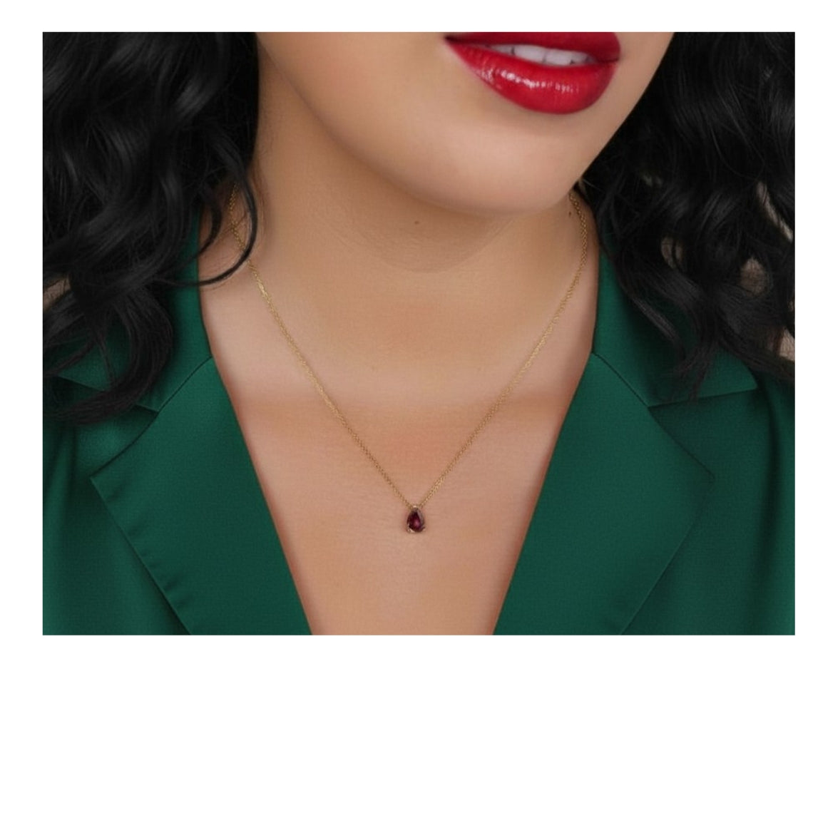 Crystal Teardrop Necklace - Gold - Multi-Coloured Birth Stones