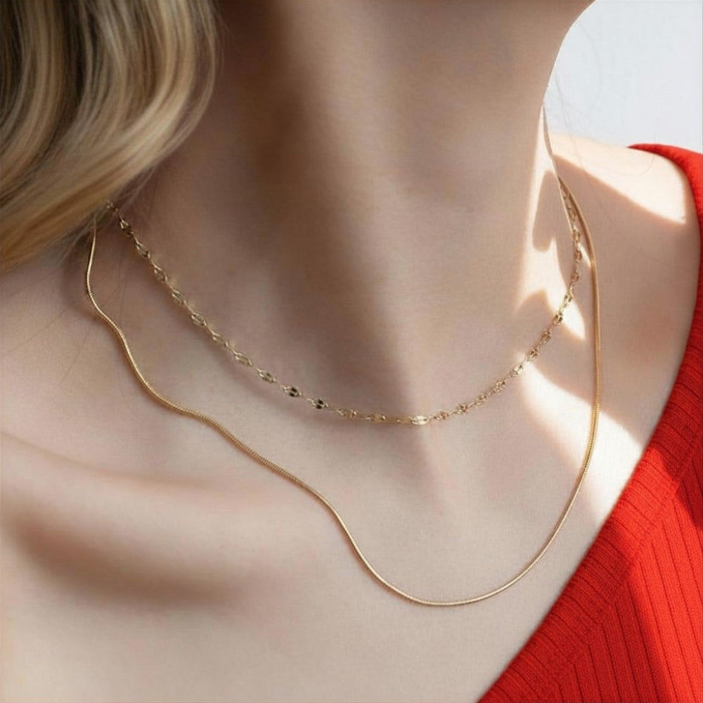 Multi Layered Choker Necklace - Gold - Perimeter 35cm + 3cm extender chain