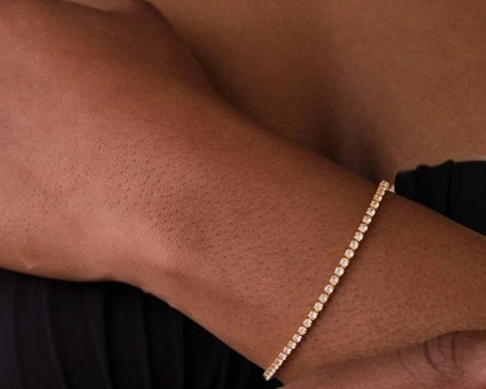 Sparkling White Zirconia Gemstone Bracelet - Gold