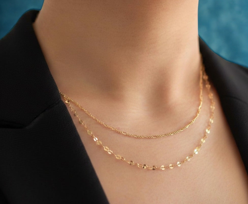 Multi Layered Choker Necklace - Gold - Perimeter 35cm + 3cm extender chain