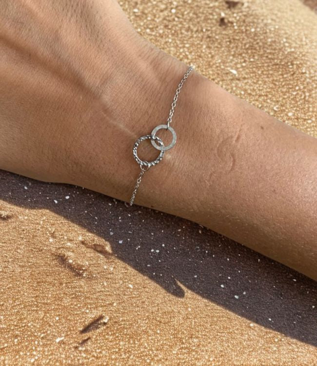 Thin Chained Double Hoop Bracelet - Silver