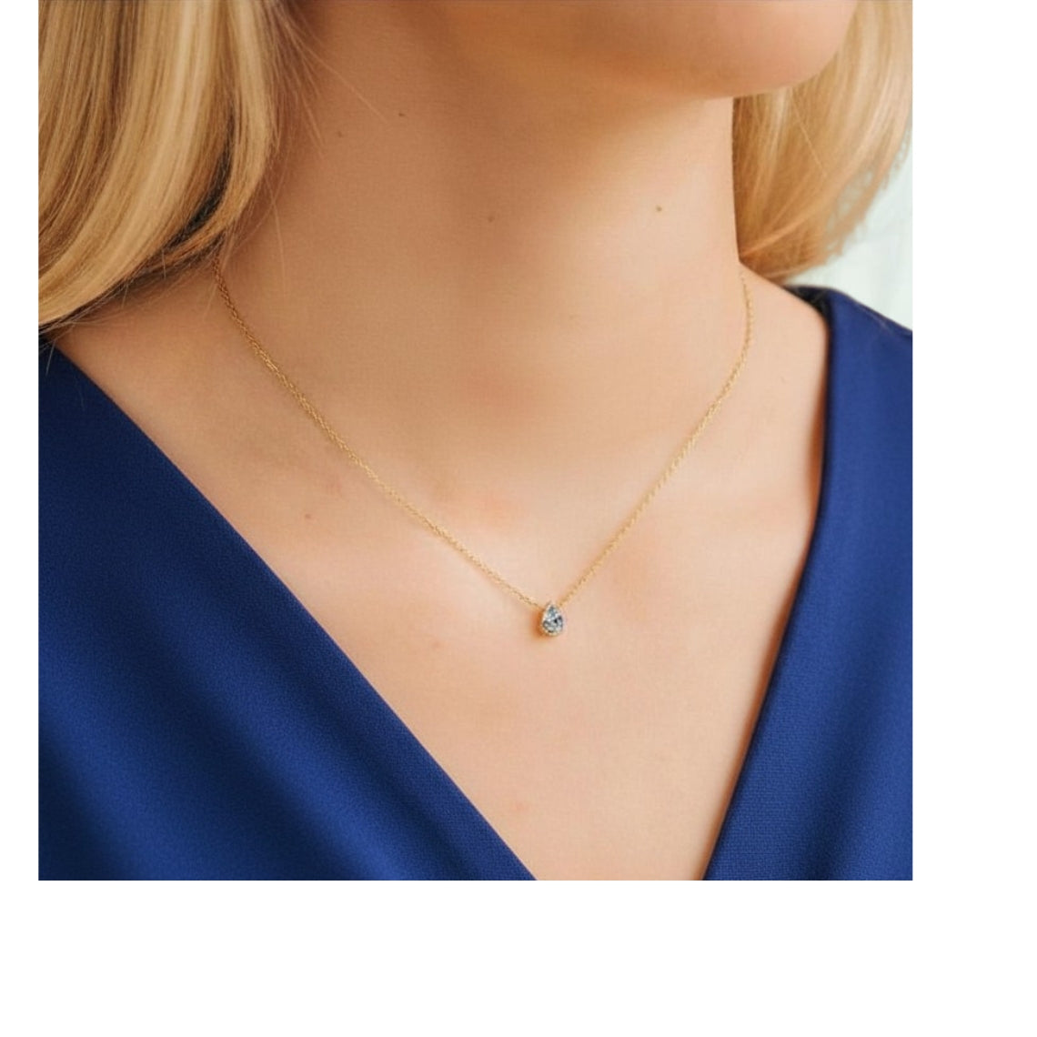Crystal Teardrop Necklace - Gold - Multi-Coloured Birth Stones