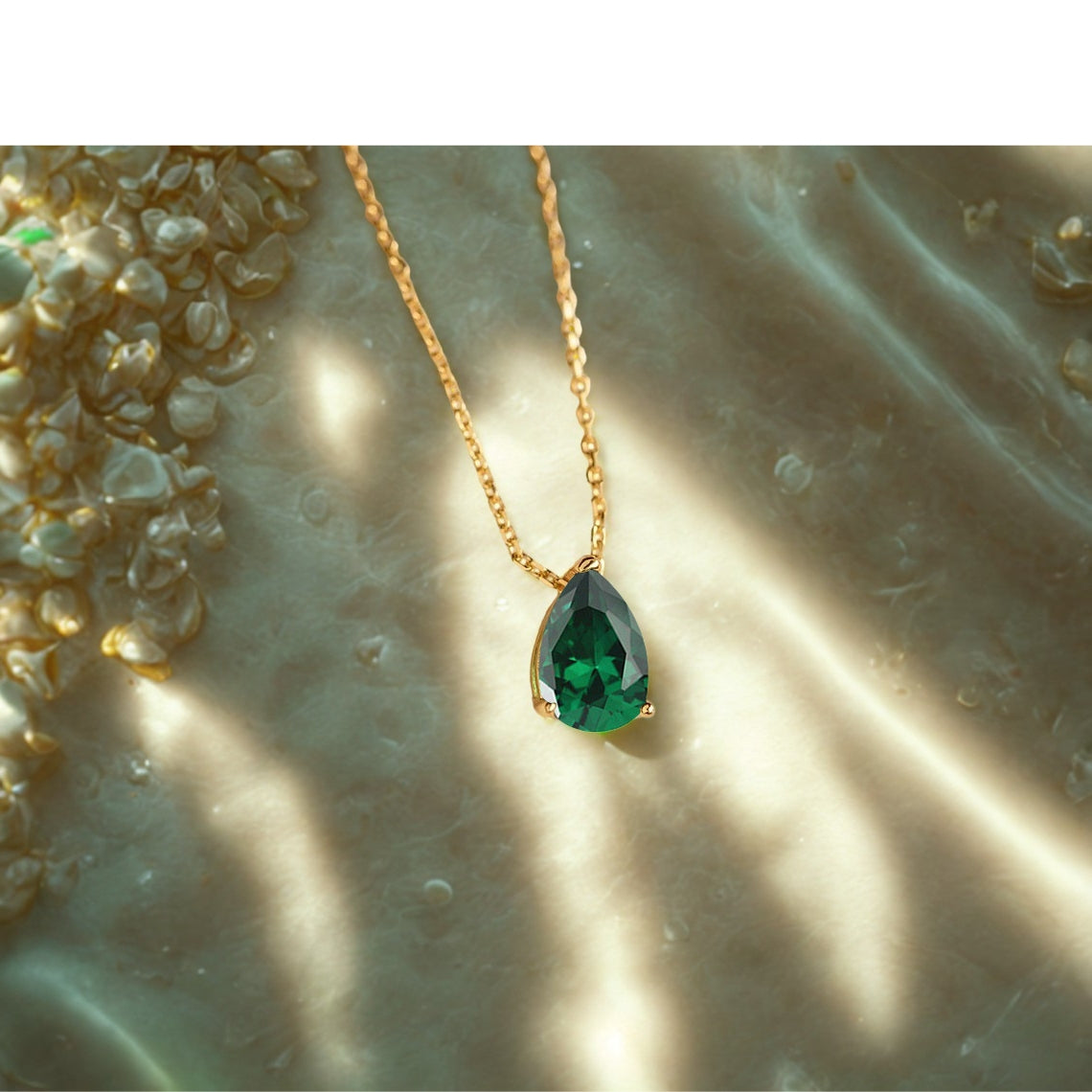 Crystal Teardrop Necklace - Gold - Multi-Coloured Birth Stones