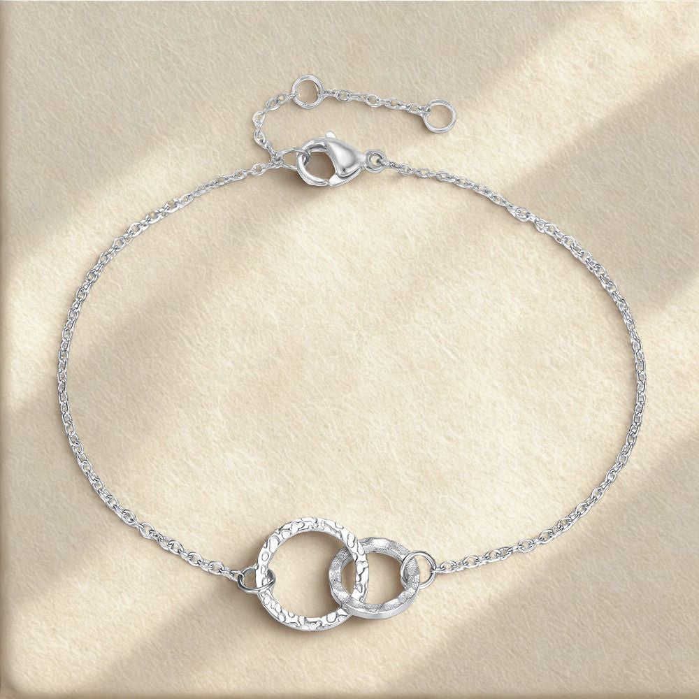 Thin Chained Double Hoop Bracelet - Silver
