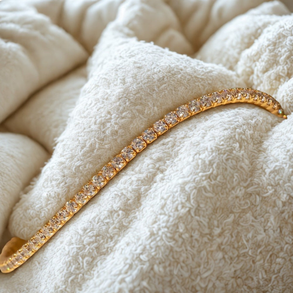 Sparkling White Zirconia Gemstone Bracelet - Gold