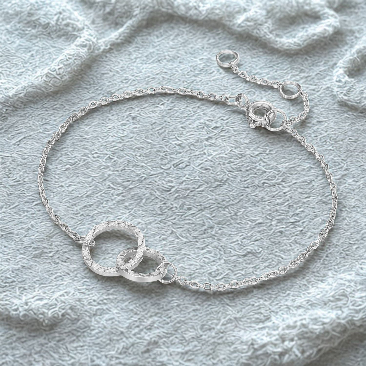 Thin Chained Double Hoop Bracelet - Silver