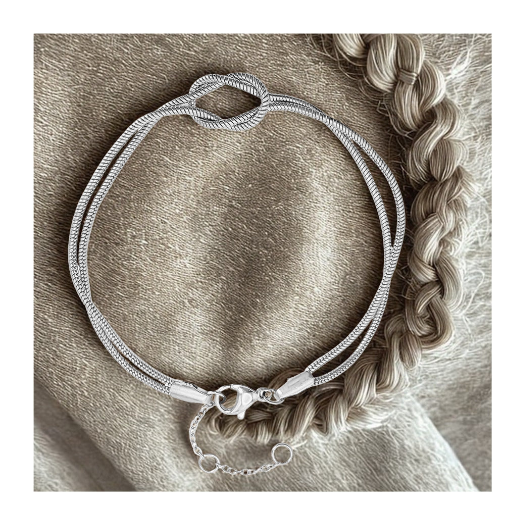 Knotted Snake Chain Bracelet - Silver