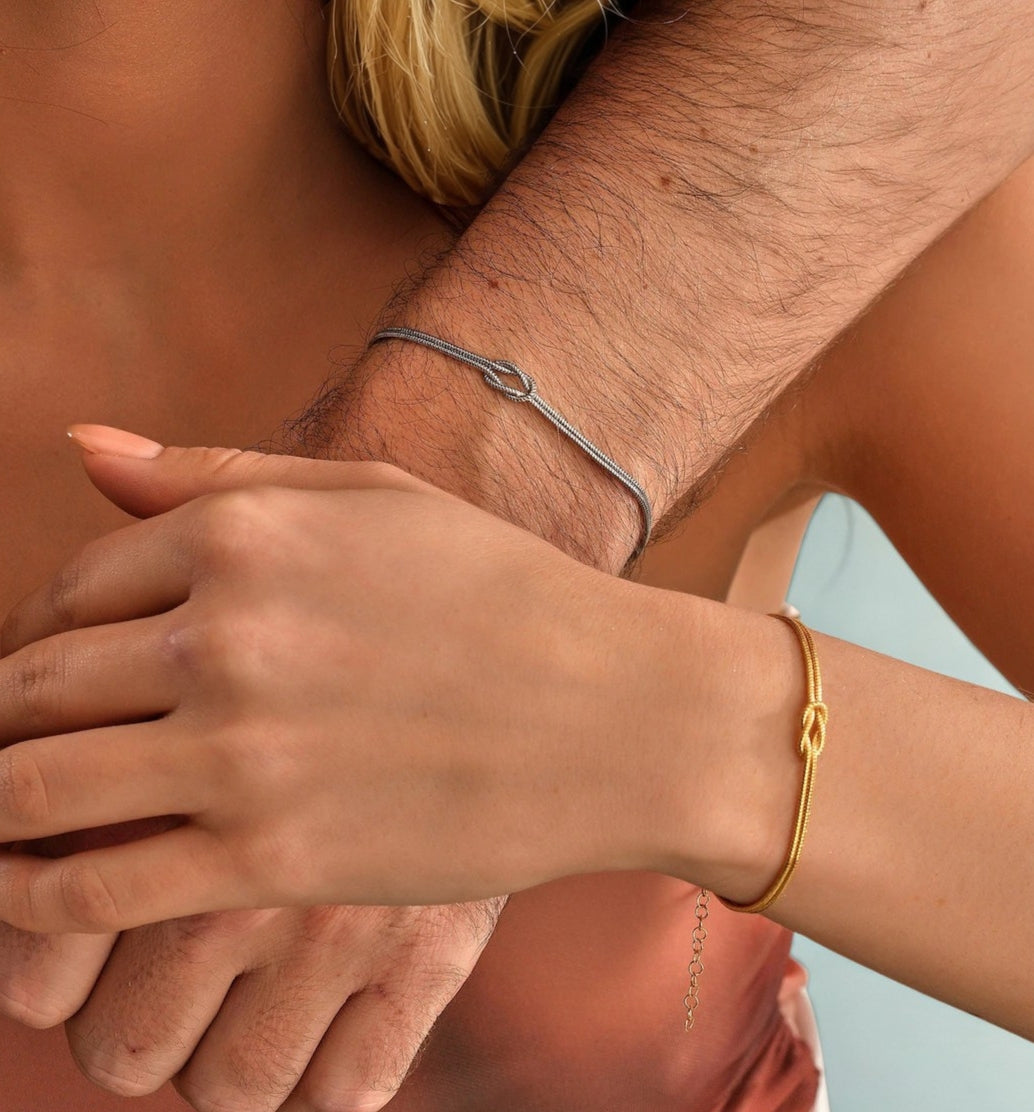 Knotted Snake Chain Bracelet - Silver