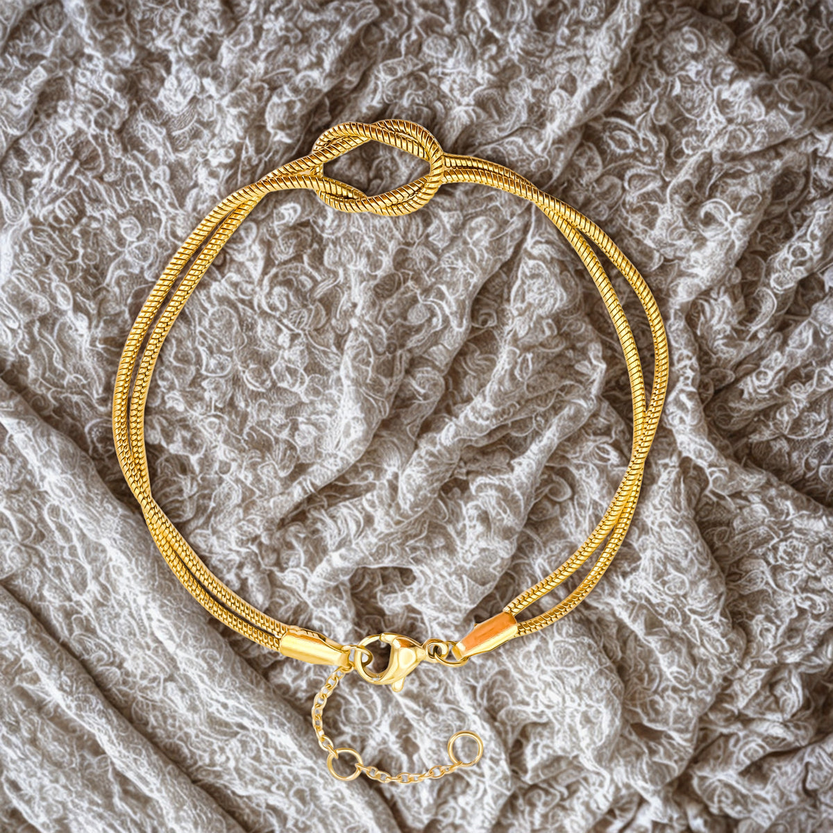 Knotted Snake Chain Bracelet - Gold