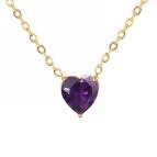 Cubic Zircon Heart Pendant Necklace with Gold Plated Chain