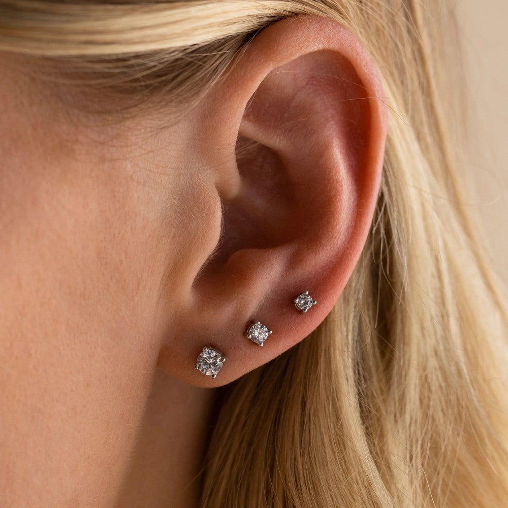 Zircon Stud Earrings - Gold