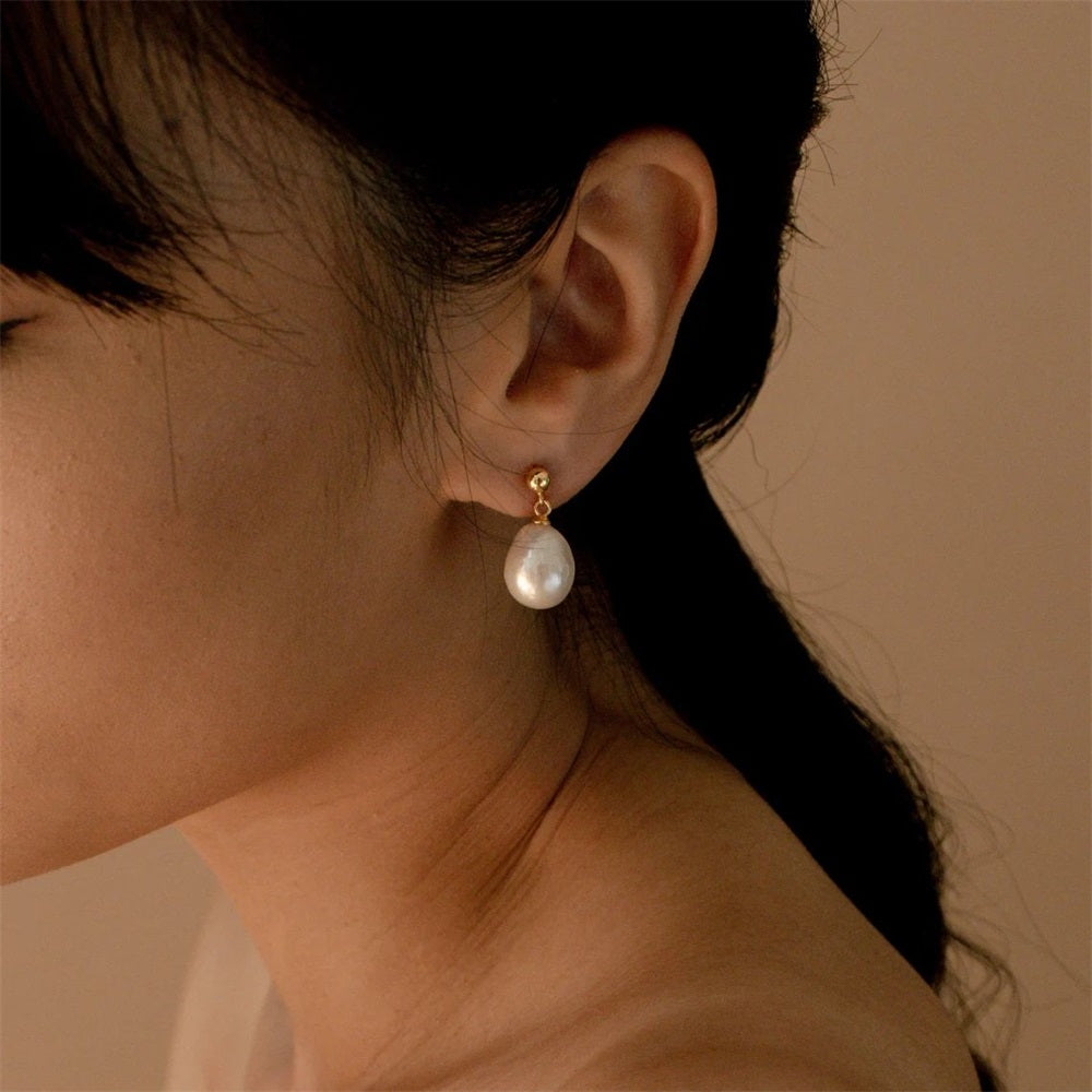 Short Freshwater Pearl Drop Earrings