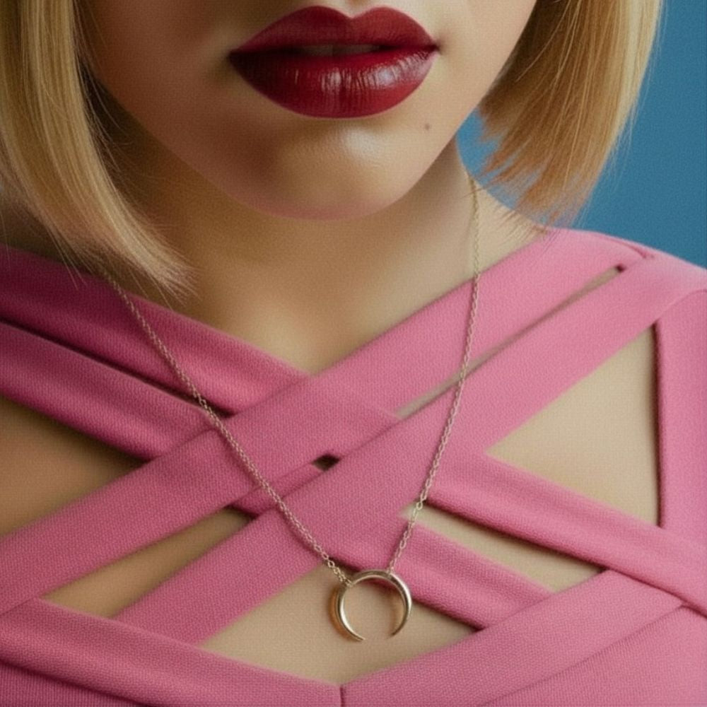 Geometric Horn Pendant Necklace - 14K Gold