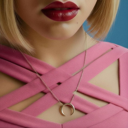 Geometric Horn Pendant Necklace - 14K Gold