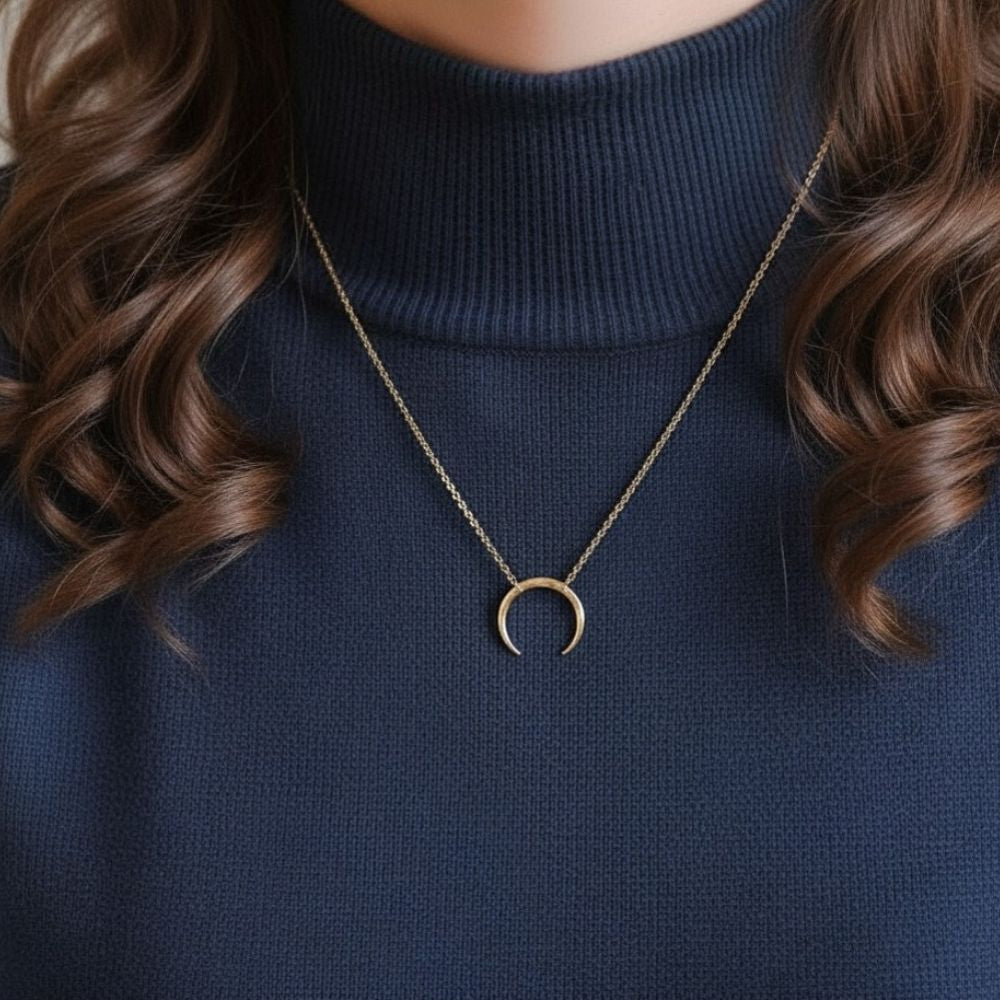 Geometric Horn Pendant Necklace - 14K Gold