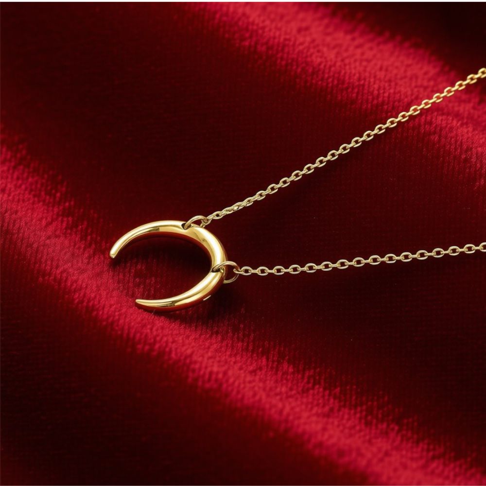 Geometric Horn Pendant Necklace - 14K Gold