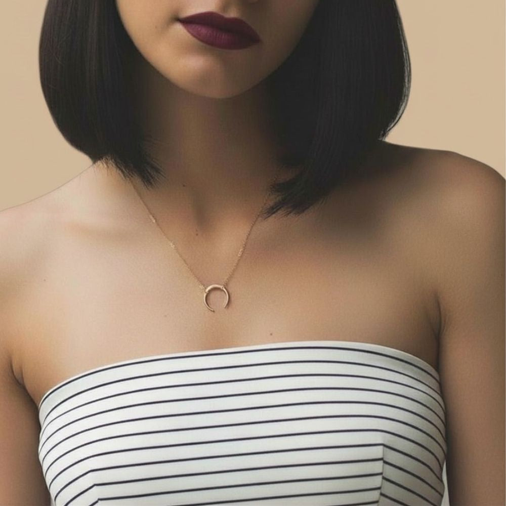 Geometric Horn Pendant Necklace - 14K Gold