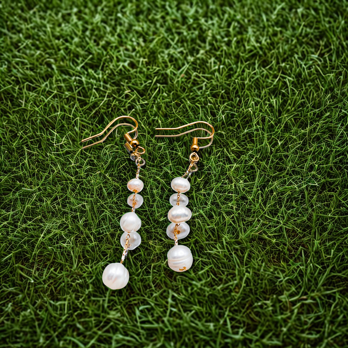 Triple Freshwater Pearl Earrings - Gold or Silver