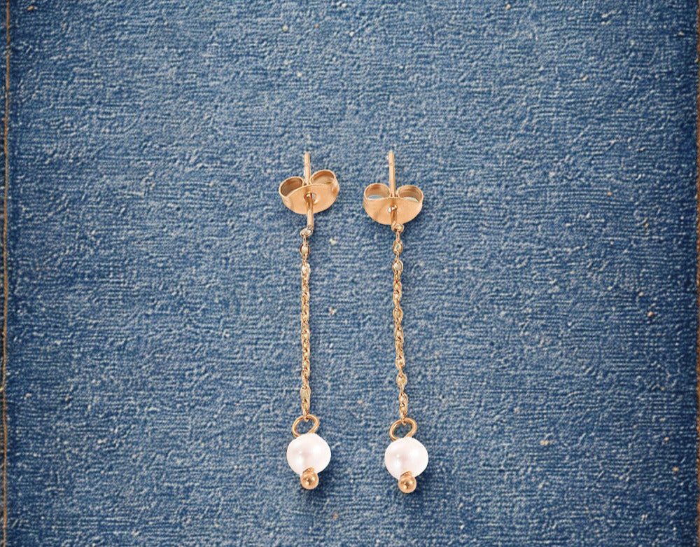 Freshwater Medium Drop Pearls Earrings ... Gold or Silver