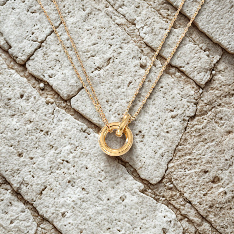 Two-Colour Pendant Necklace - Gold