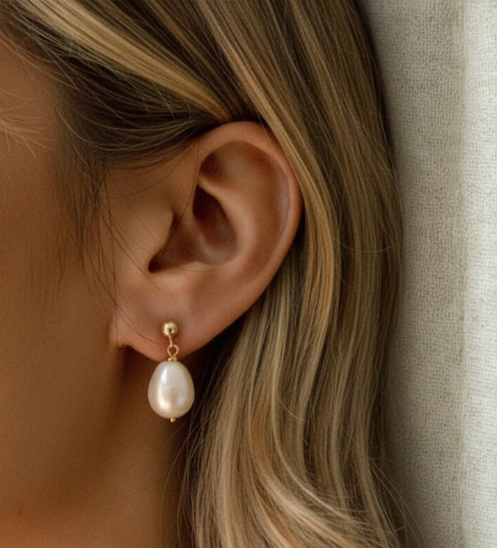 Short Freshwater Pearl Drop Earrings