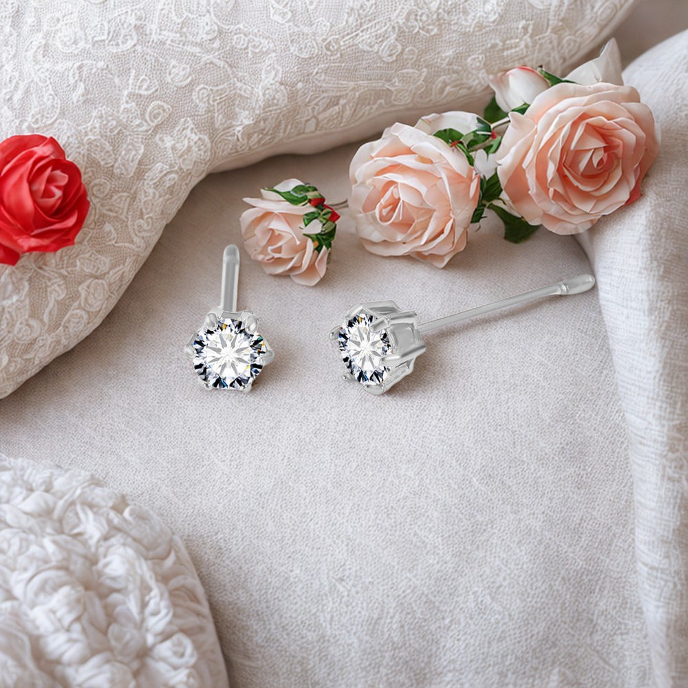Zircon Stud Earrings - Sterling Silver