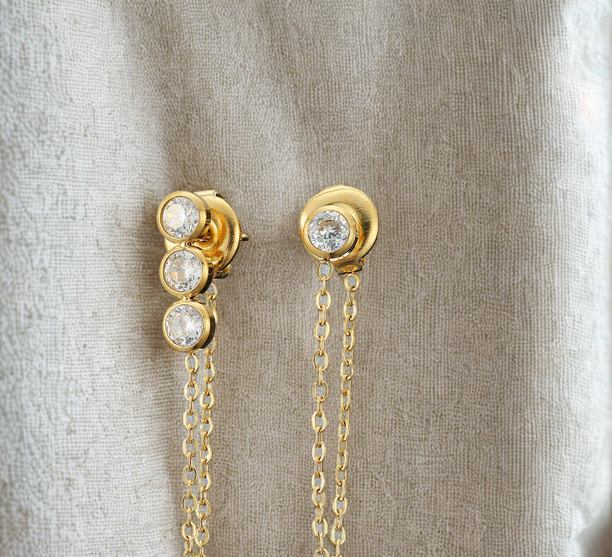 Zirconia Stud Earrings - Gold or Silver
