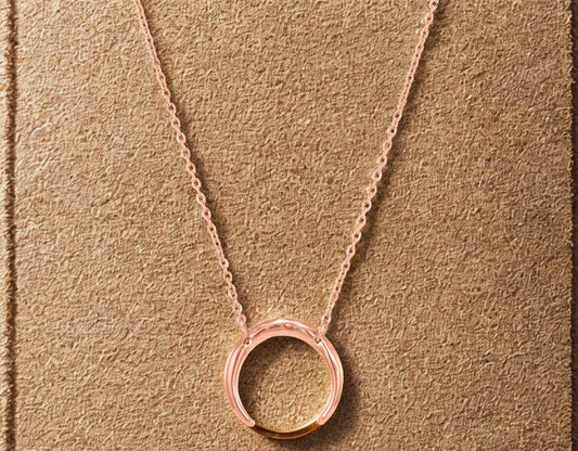 Geometric Horn Pendant Necklace - Rose Gold