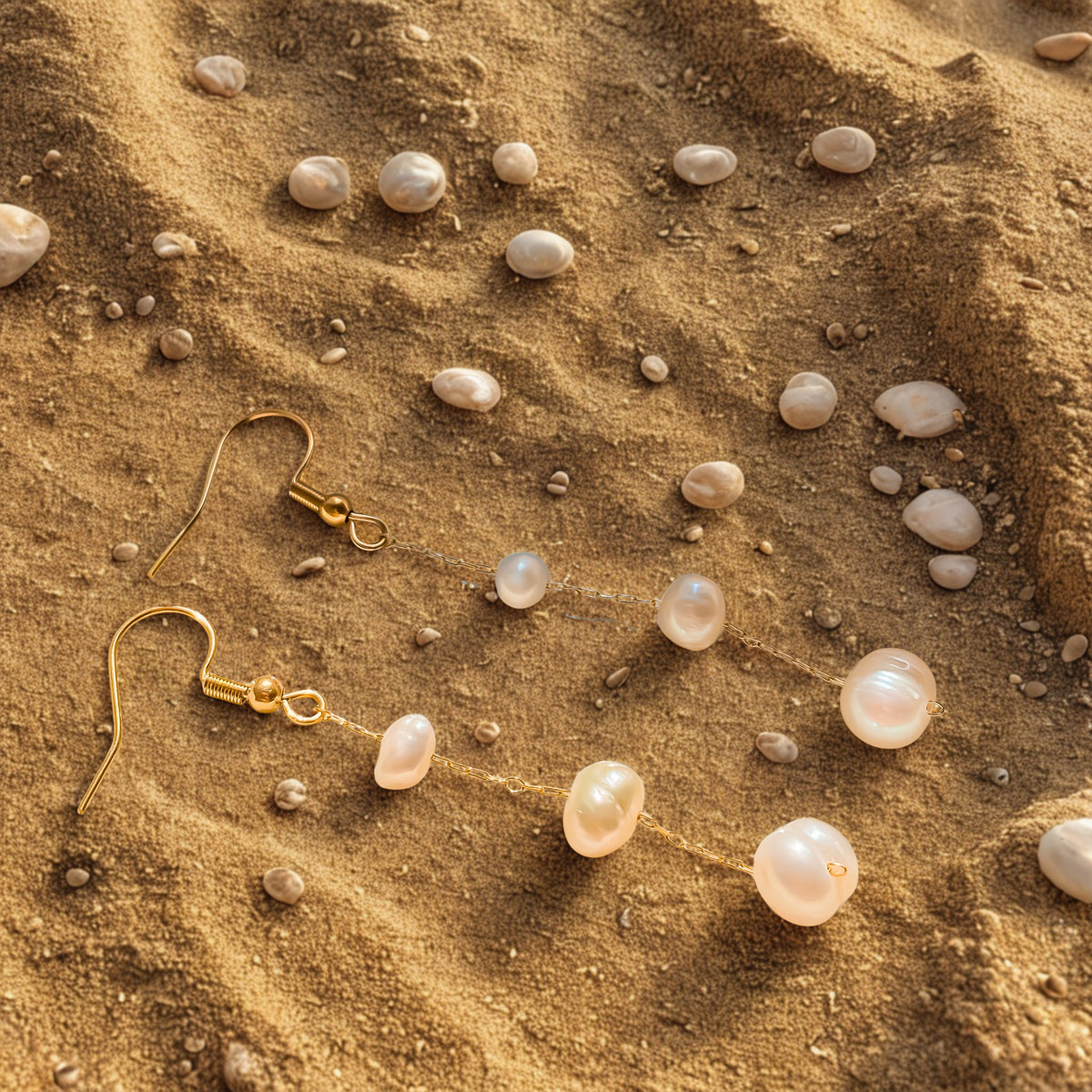 Freshwater Drop Pearl Earrings - Gold