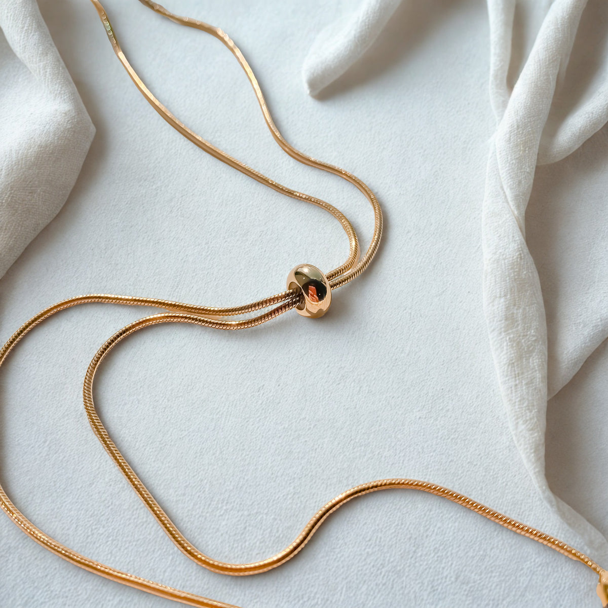 Snake Chain Adjustable Y Necklace - Gold