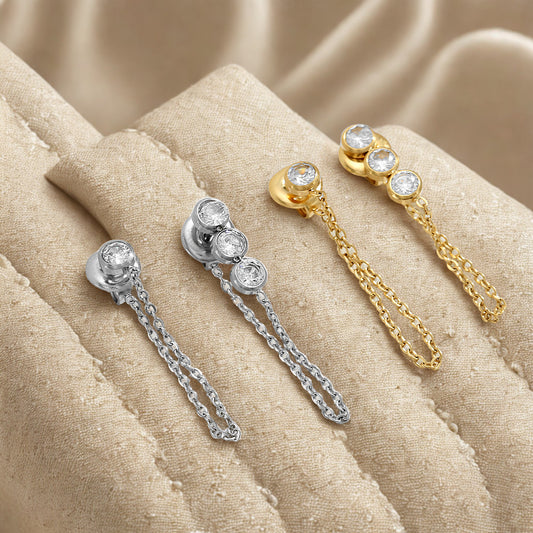 Zirconia Stud Earrings - Gold or Silver