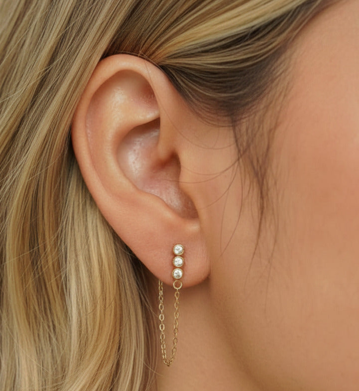 Zirconia Stud Earrings - Gold or Silver