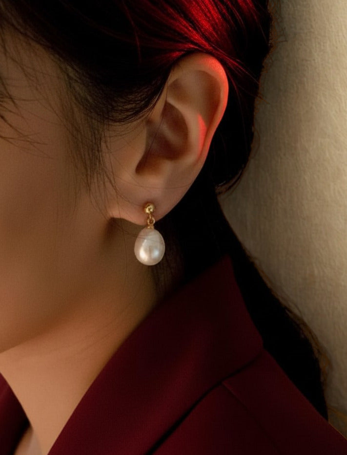 Short Freshwater Pearl Drop Earrings