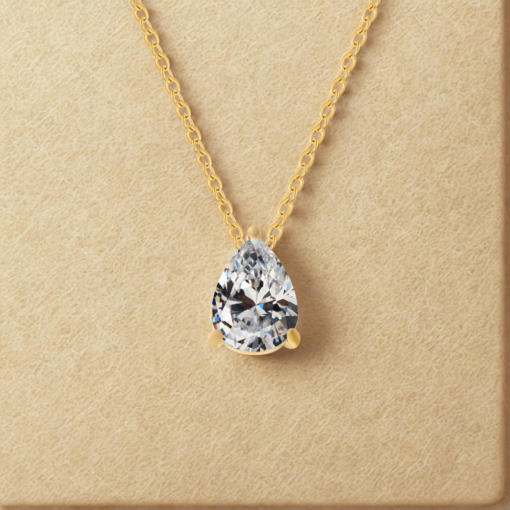 Crystal Teardrop Necklace - Gold - Multi-Coloured Birth Stones