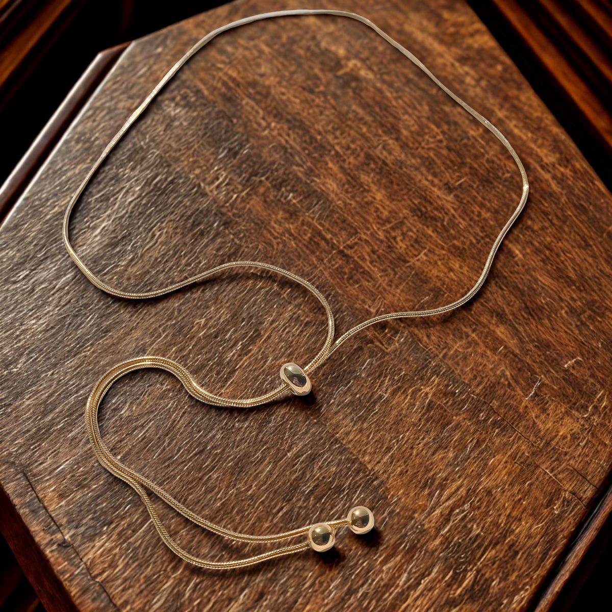 Snake Chain Adjustable Y Necklace - Gold