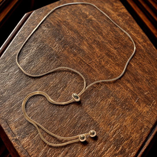 Snake Chain Adjustable Y Necklace - Gold