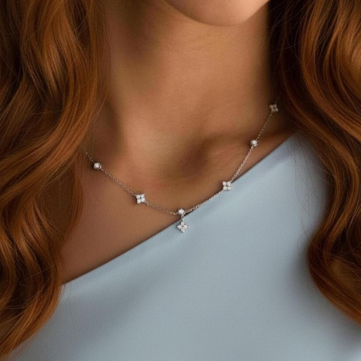 Cubic Zircon Heart Pendant Necklace with Gold Plated Chain