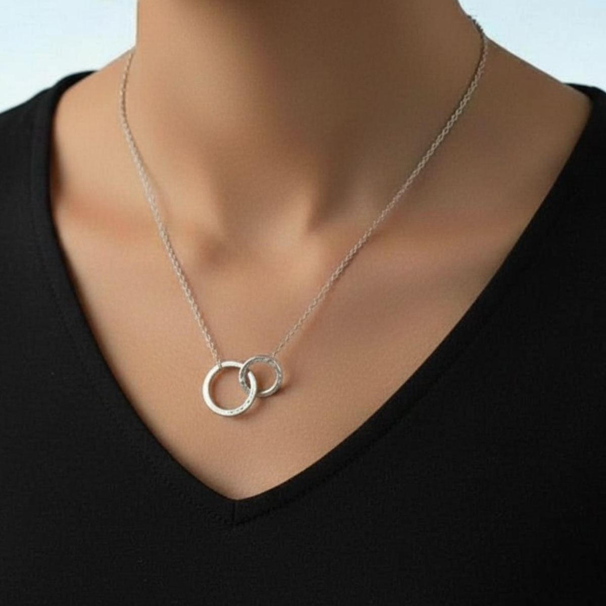 Venn Circle Necklace and Bracelet with Zircon Stud Earrings Gold Triple Set